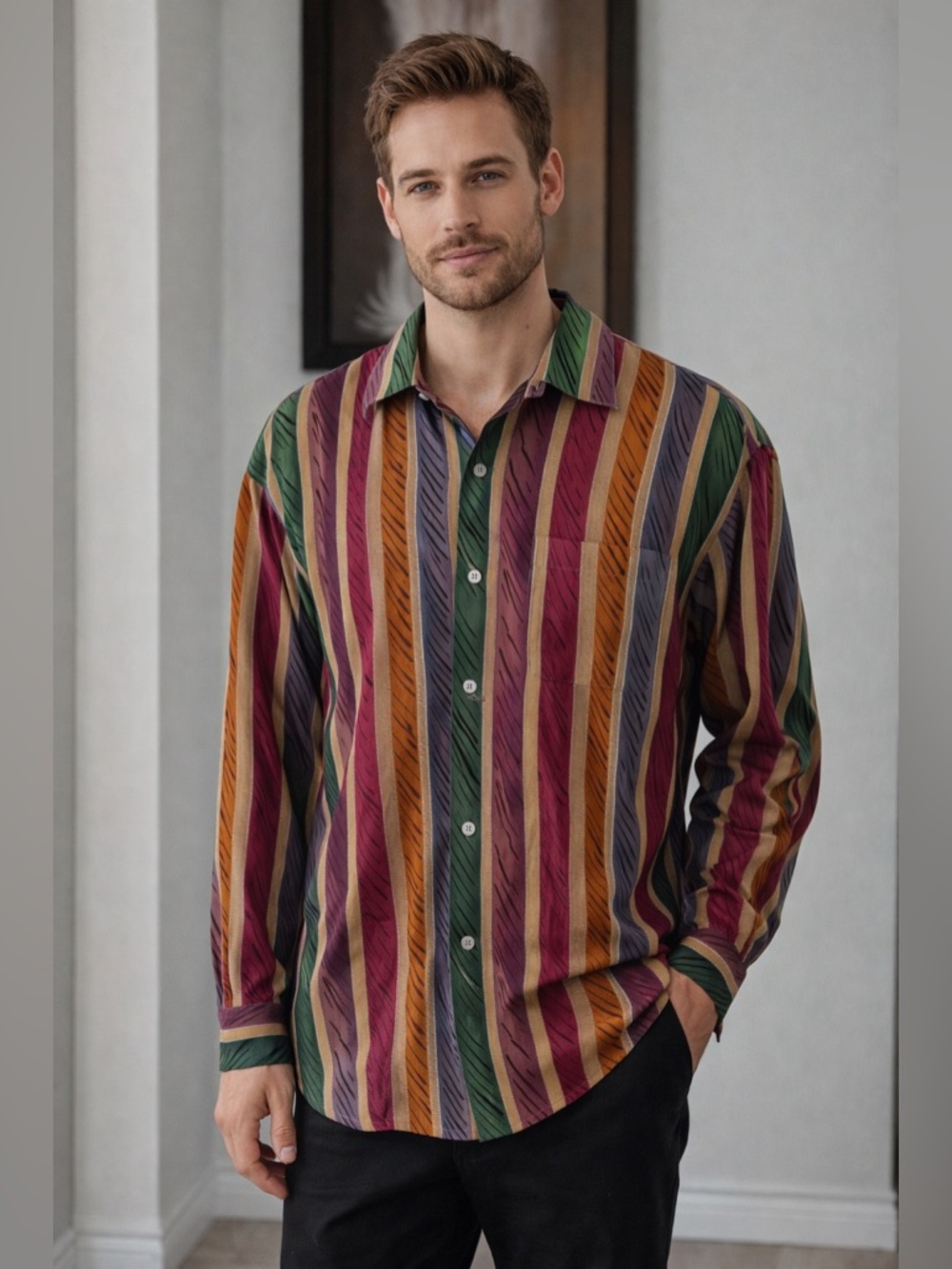Equipment silk stipe button down shirt small